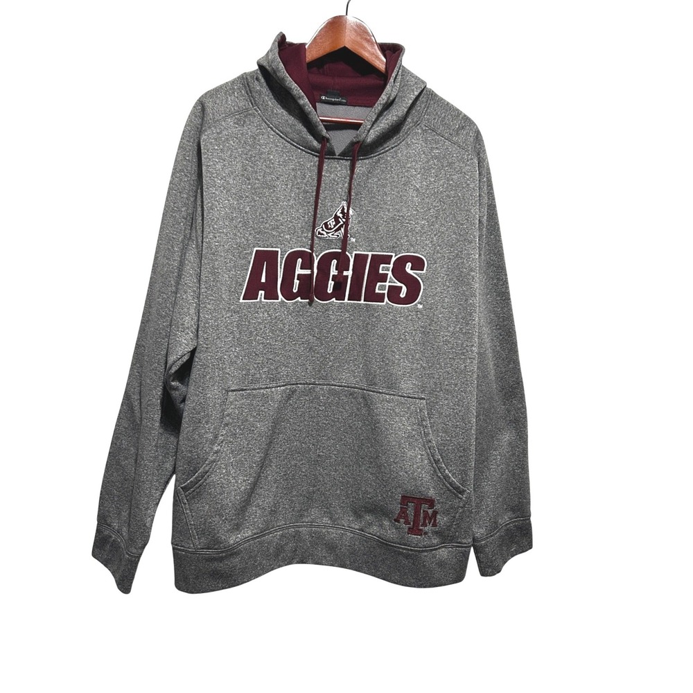 Texas A&M Champion Mens Gameday Fleece Hoodie Sporty Aggies‎ 2XL Gray Collegiate